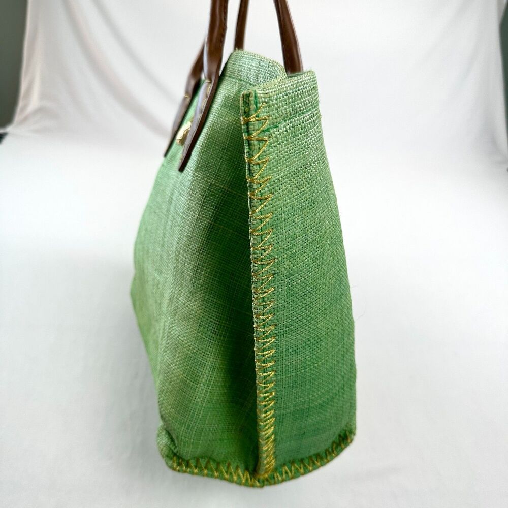 Lilly Pulitzer For Target Green Straw Travel Tote Beach Bag Resort Tropical - Picture 4 of 16